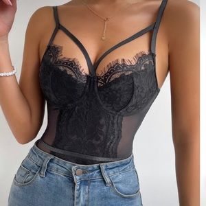 Black Lace Bodysuit - NWT